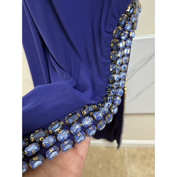 Mac Duggal 44030 One-Shoulder Gown Embellished Side Slit Women’s Size L NWT - Picture 5 of 8